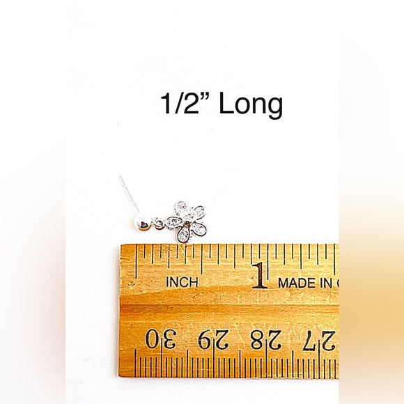 CZ Flower Stud Dangle in Gold Filled or Sterling Silver, Small Flower Dangle - Picture 10 of 10